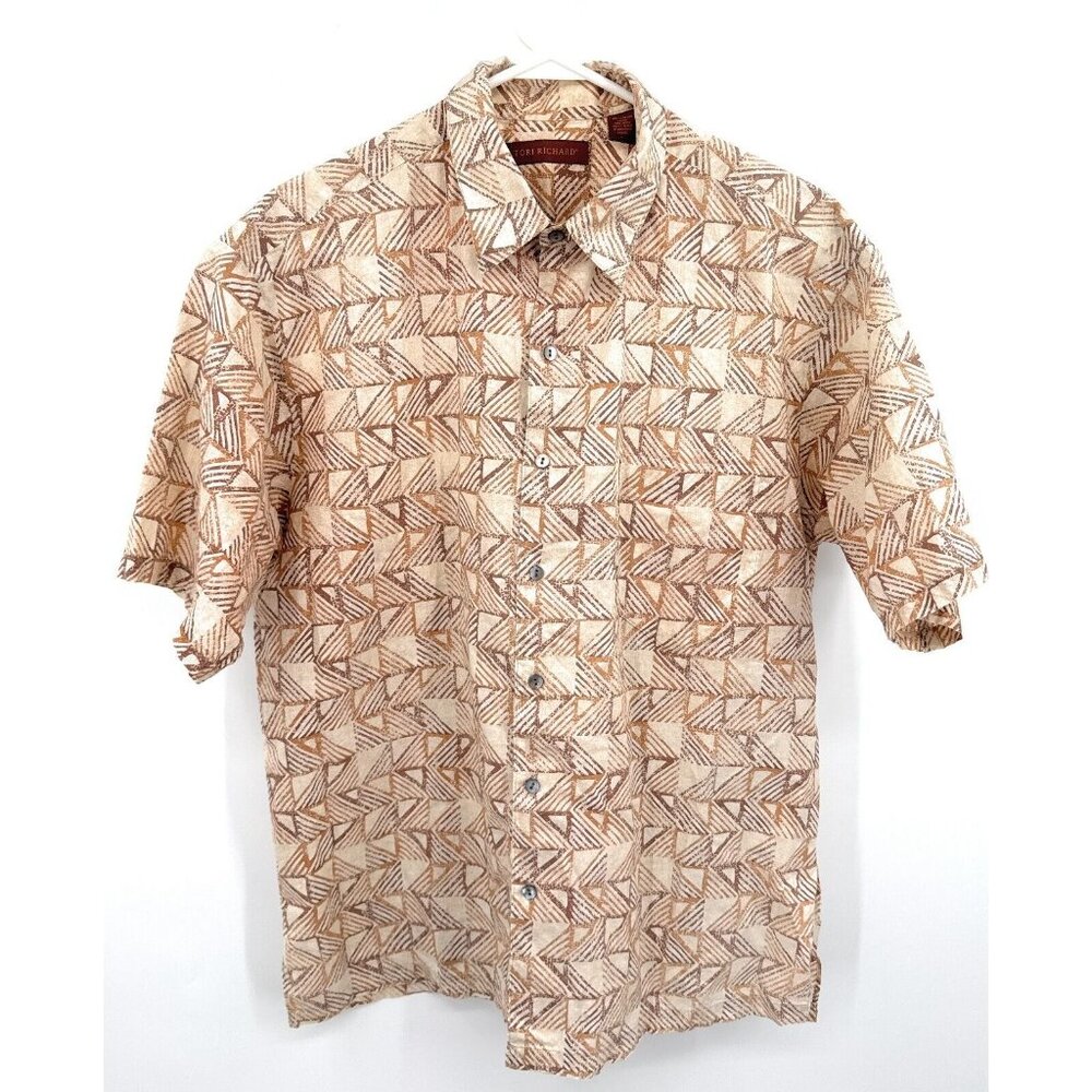 TORI RICHARD Brown‎ Short Sleeve Button Shirt Men Sz L